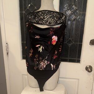 Floral Lace Black Bodysuit
